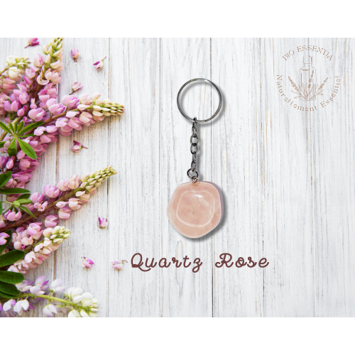 Porte Clés Quartz Rose 